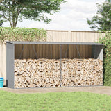 Garden Log Storage Shed Galvanised Steel 330x84x152 cm Grey