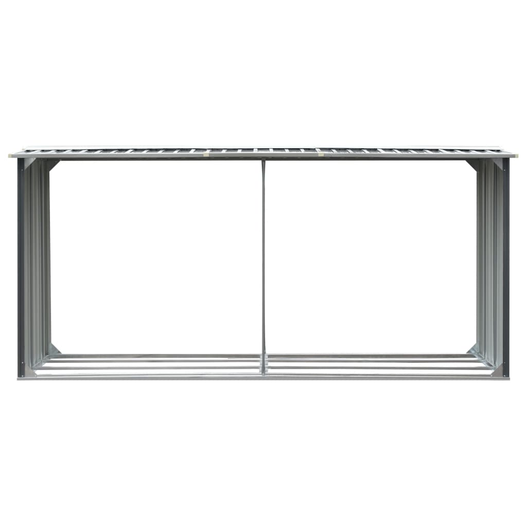 Garden Log Storage Shed Galvanised Steel 330x92x153 cm Grey