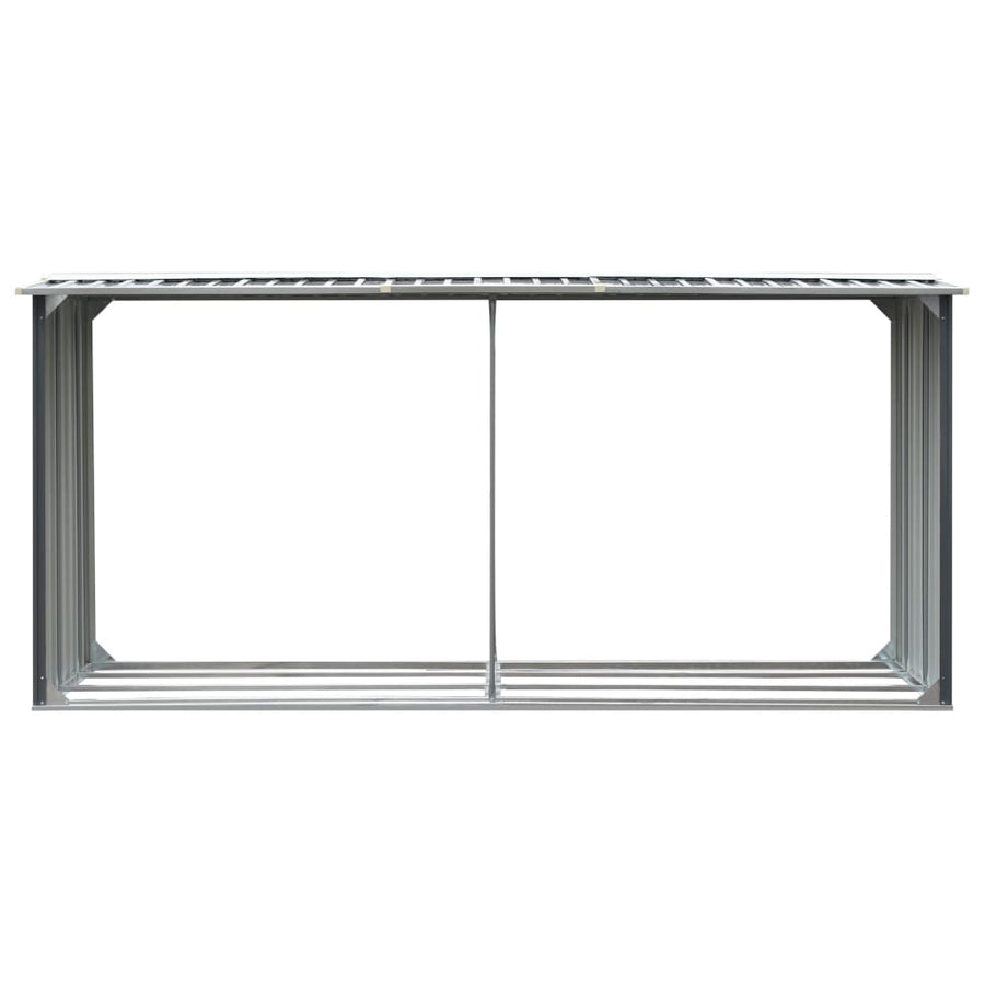 Garden Log Storage Shed Galvanised Steel 330x92x153 cm Grey