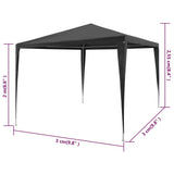 Party Tent 3x3 m PE Anthracite - Rear View