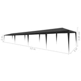 Party Tent 3x12 m PE Anthracite - Rear View
