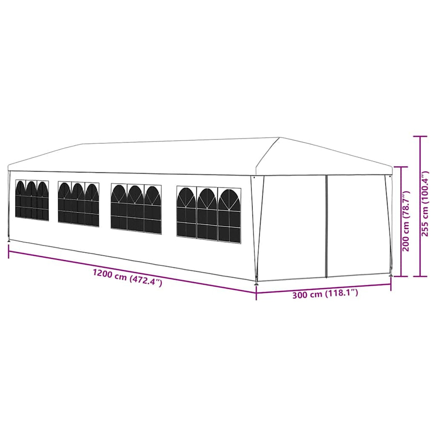 Party Tent 3x12 m Green
