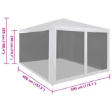 Party Tent with 4 Mesh Sidewalls 4x3 m - Rear View