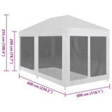 Party Tent with 6 Mesh Sidewalls 6x3 m - 45-Degree Angle