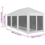 Party Tent with 8 Mesh Sidewalls 9x3 m