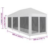 Party Tent with 8 Mesh Sidewalls 9x3 m - Rear View