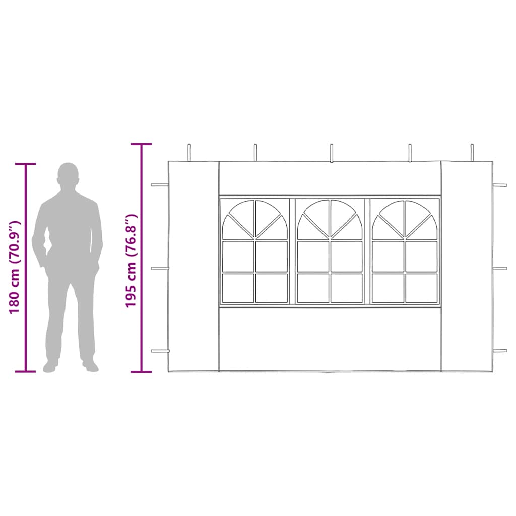 Party Tent Sidewall 2 pcs with Window PE White