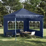 Party Tent Sidewall 2 pcs with Window PE Blue - Side View