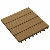 Decking Tile 3D Design 11 pcs Teak 30 x 30 cm WPC - Front View