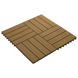 Decking Tile 3D Design 11 pcs Teak 30 x 30 cm WPC - Side View