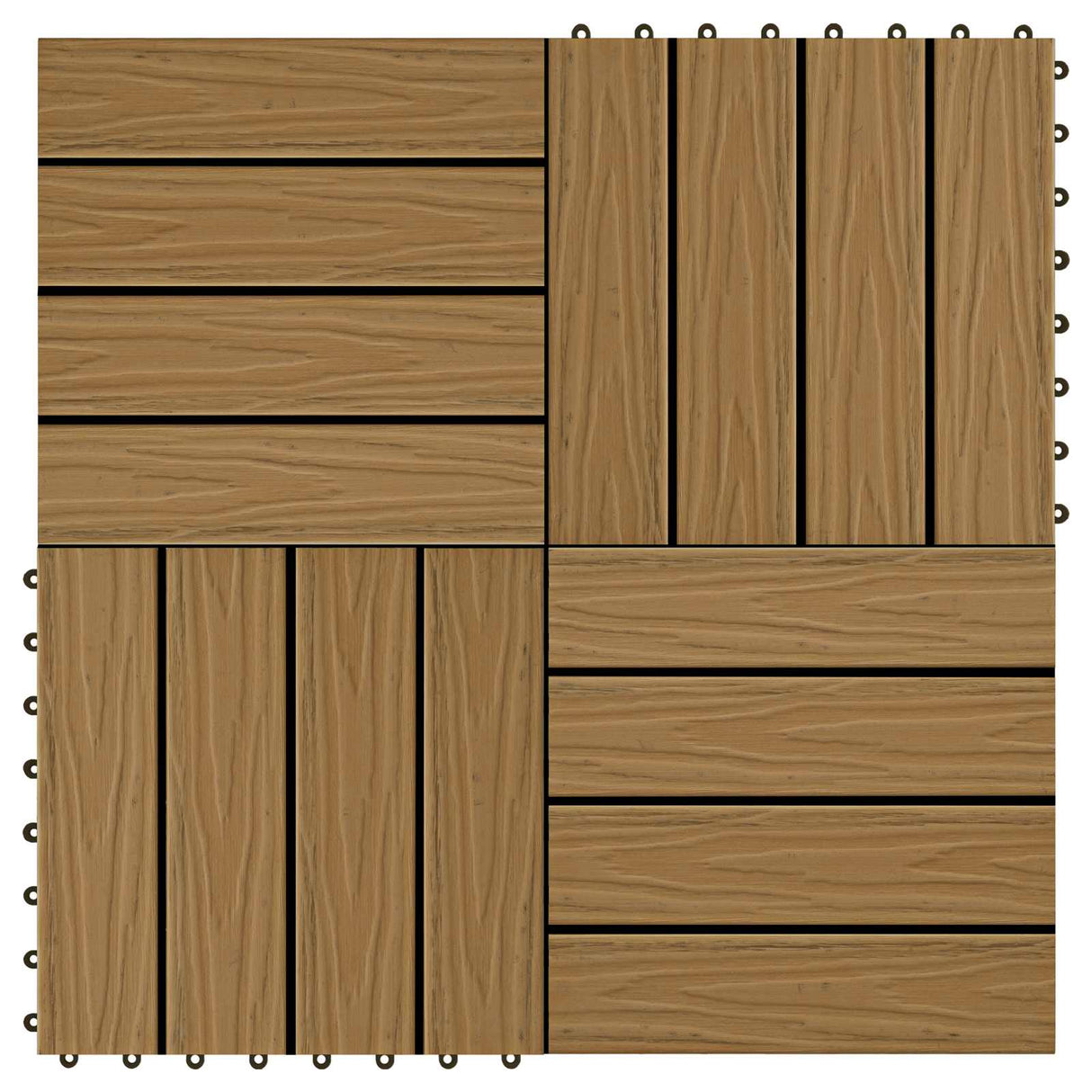 Decking Tile 3D Design 11 pcs Teak 30 x 30 cm WPC