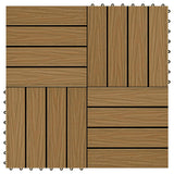 Decking Tile 3D Design 11 pcs Teak 30 x 30 cm WPC - 45-Degree Angle