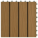 Decking Tile 3D Design 11 pcs Teak 30 x 30 cm WPC - Rear View
