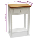 End Table 50x32x75 cm Solid Oak Wood - Rear View