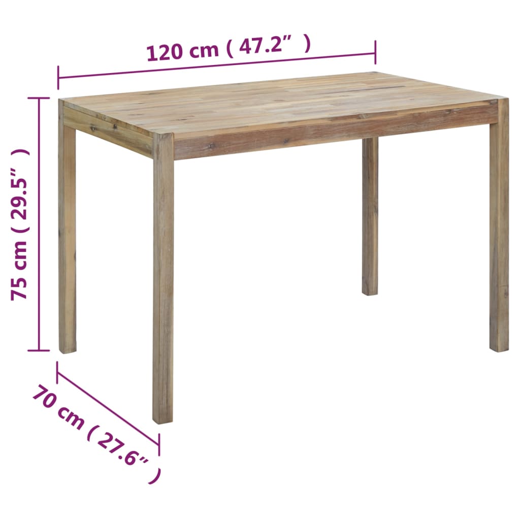 Dining Table 120x70x75 cm Solid Acacia Wood