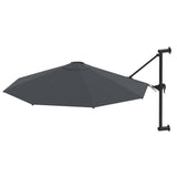 Wall-Mounted Garden Parasol with Metal Pole 300 cm Anthracite - Front View
