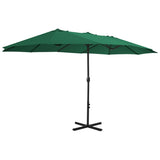 Garden Parasol with Aluminium Pole 460x270 cm Green - Front View