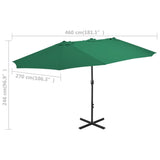 Garden Parasol with Aluminium Pole 460x270 cm Green - Low Angle