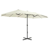 Garden Parasol with Aluminium Pole 460x270 cm Sand - Side View
