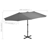 Garden Parasol with Aluminium Pole 460x270 cm Anthracite - Low Angle