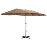Garden Parasol with Aluminium Pole 460x270 cm Taupe - Front View