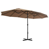 Garden Parasol with Aluminium Pole 460x270 cm Taupe - Side View