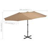 Garden Parasol with Aluminium Pole 460x270 cm Taupe - Low Angle