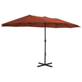 Garden Parasol with Aluminium Pole 460x270 cm Terracotta - Front View