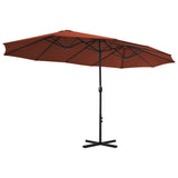 Garden Parasol with Aluminium Pole 460x270 cm Terracotta - Top-Down View