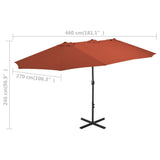Garden Parasol with Aluminium Pole 460x270 cm Terracotta - Low Angle