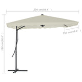 Garden Parasol with Steel Pole 250x250 cm Sand - Rear View