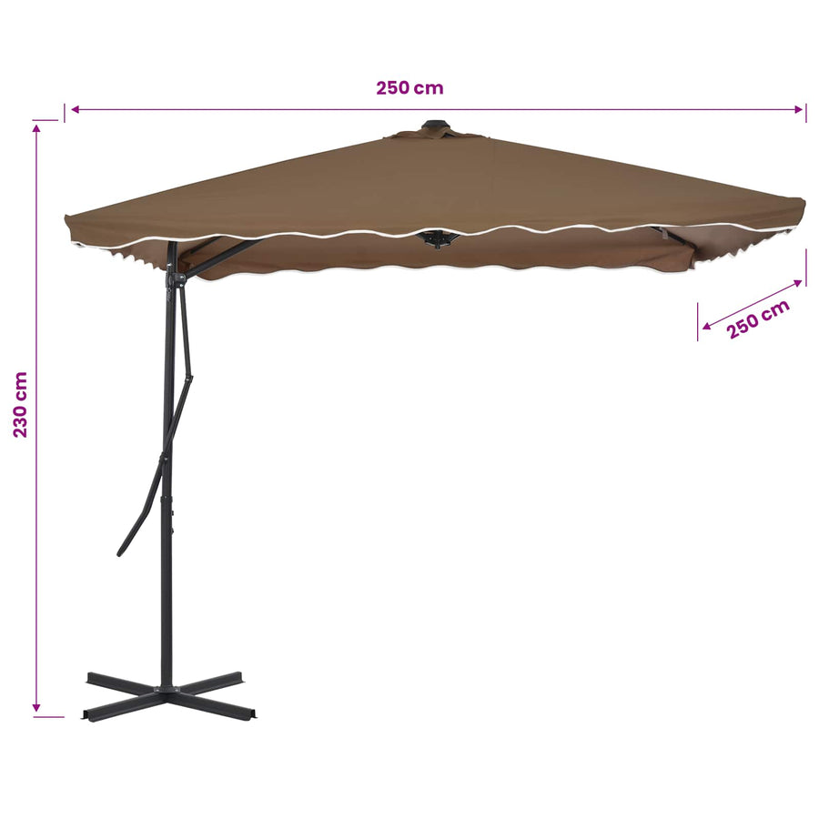 Garden Parasol with Steel Pole 250x250 cm Taupe