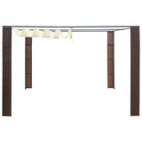 Gazebo with Roof Poly Rattan 300x300x220 cm Brown and Cream