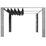 Gazebo with Roof Poly Rattan 300x300x220 cm Grey and Anthracite - Front View