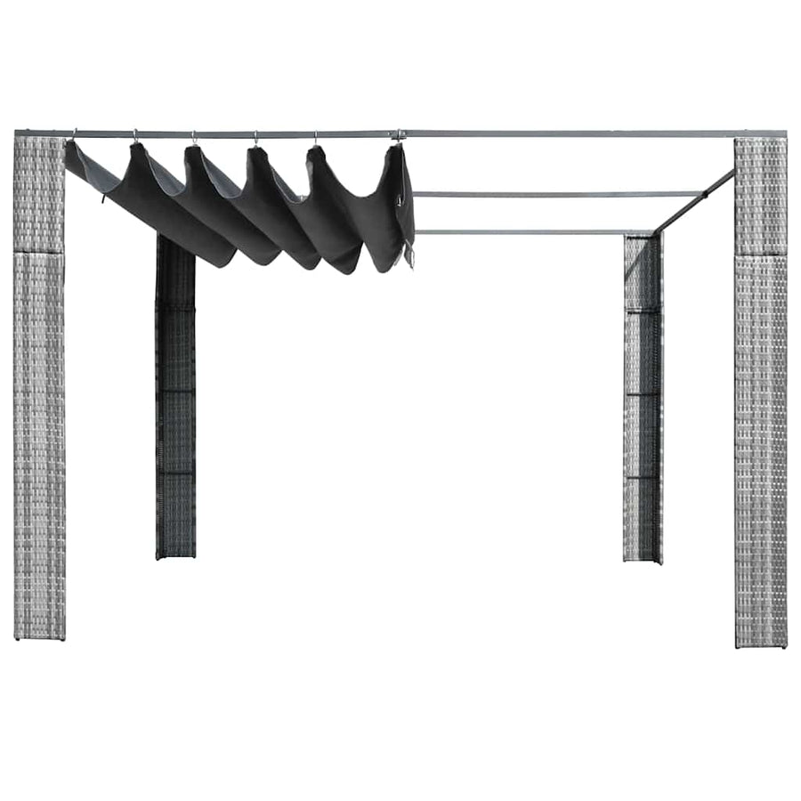 Gazebo with Roof Poly Rattan 300x300x220 cm Grey and Anthracite