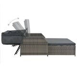 2-Person Sun Lounger with Canopy Poly Rattan Grey