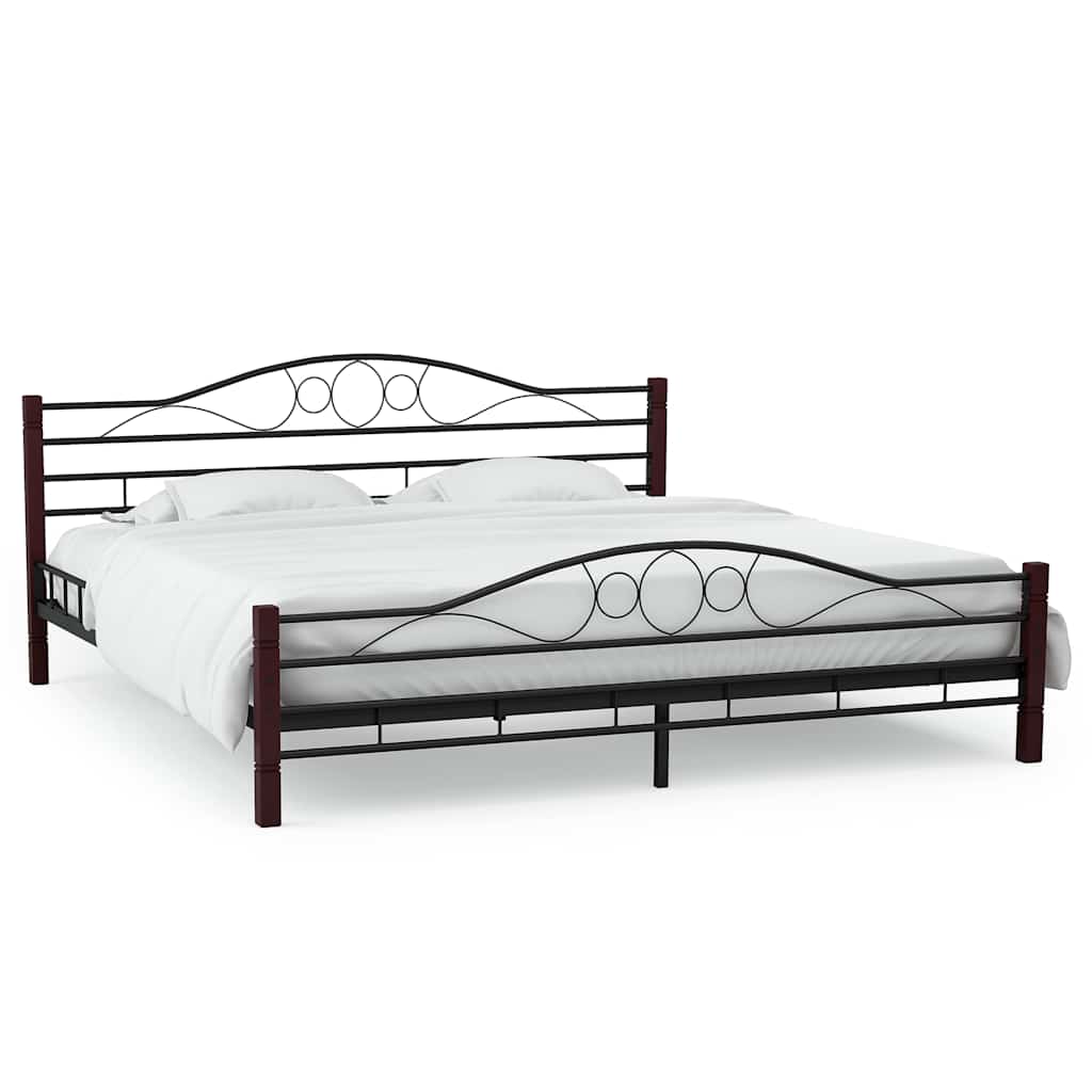 Bed Frame without Mattress Black Metal 153x203 cm Queen