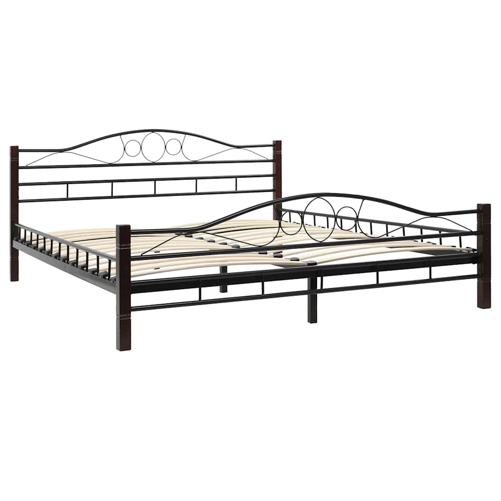 Bed Frame without Mattress Black Metal 153x203 cm Queen