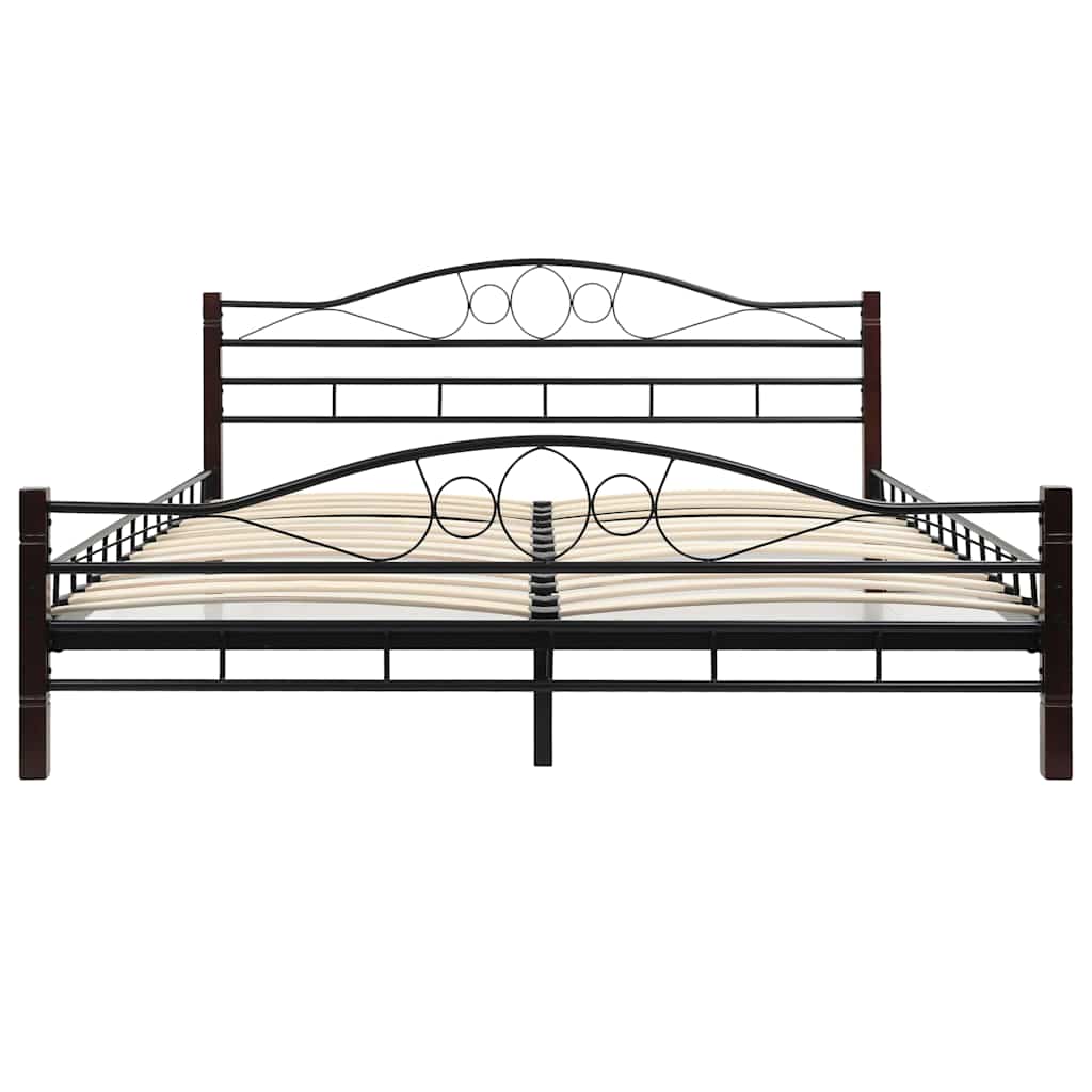 Bed Frame without Mattress Black Metal 153x203 cm Queen