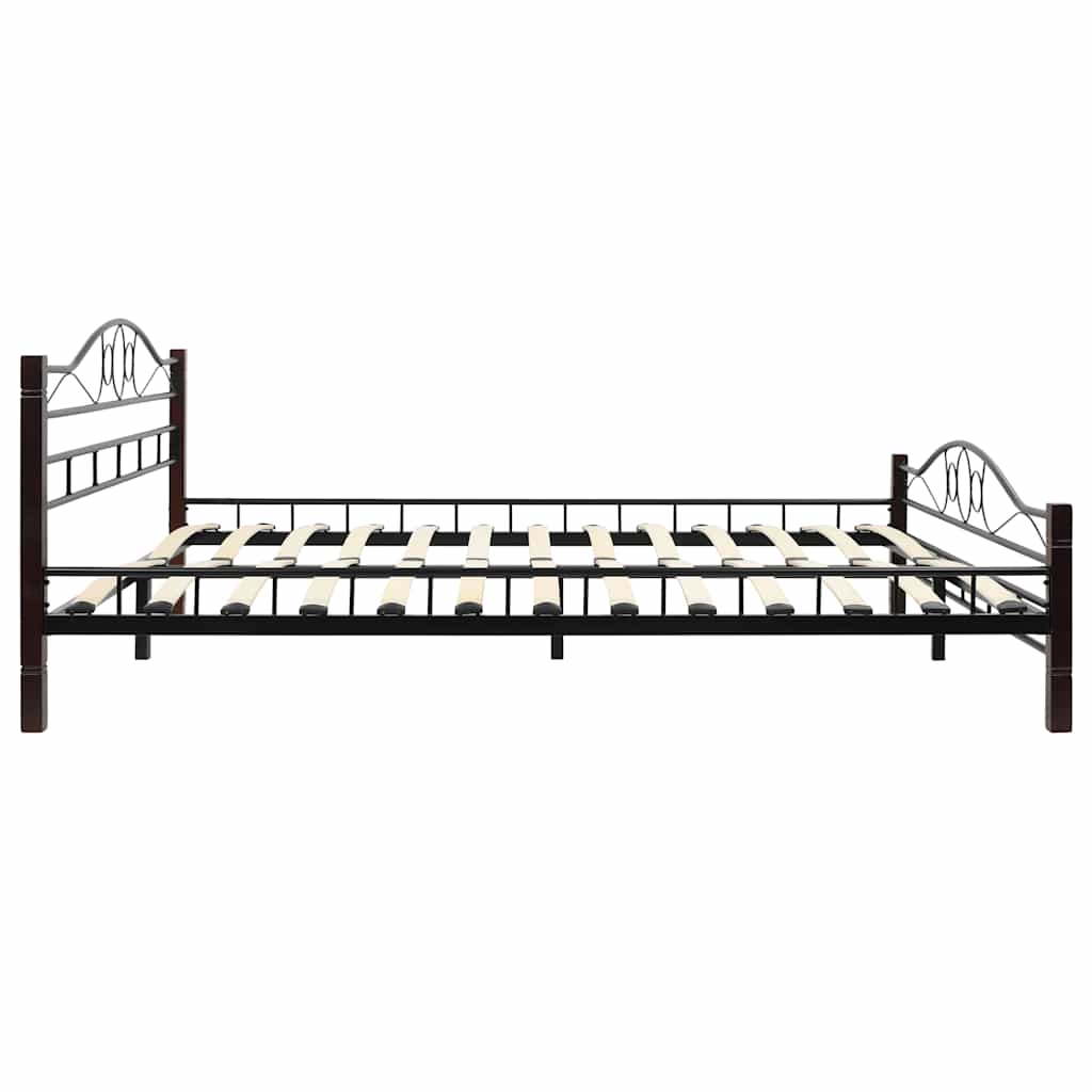 Bed Frame without Mattress Black Metal 153x203 cm Queen