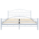 Bed Frame without Mattress White Metal 137x187 cm Double