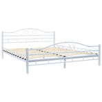 Bed Frame without Mattress White Metal 153x203 cm Queen