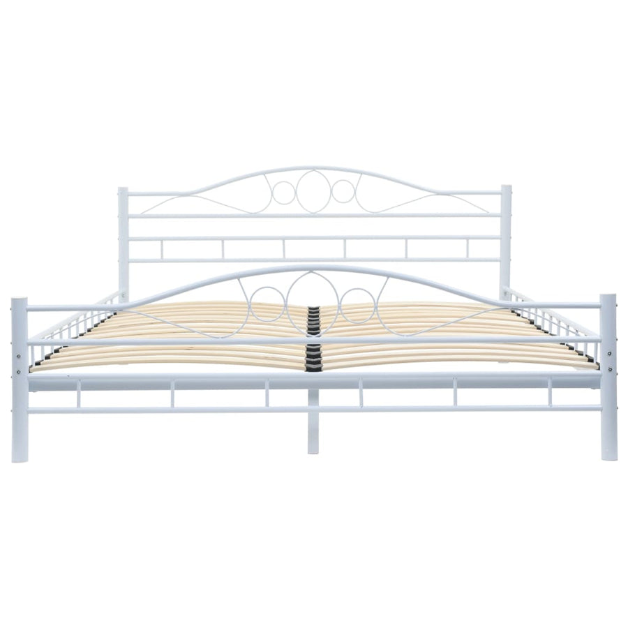 Bed Frame without Mattress White Metal 153x203 cm Queen