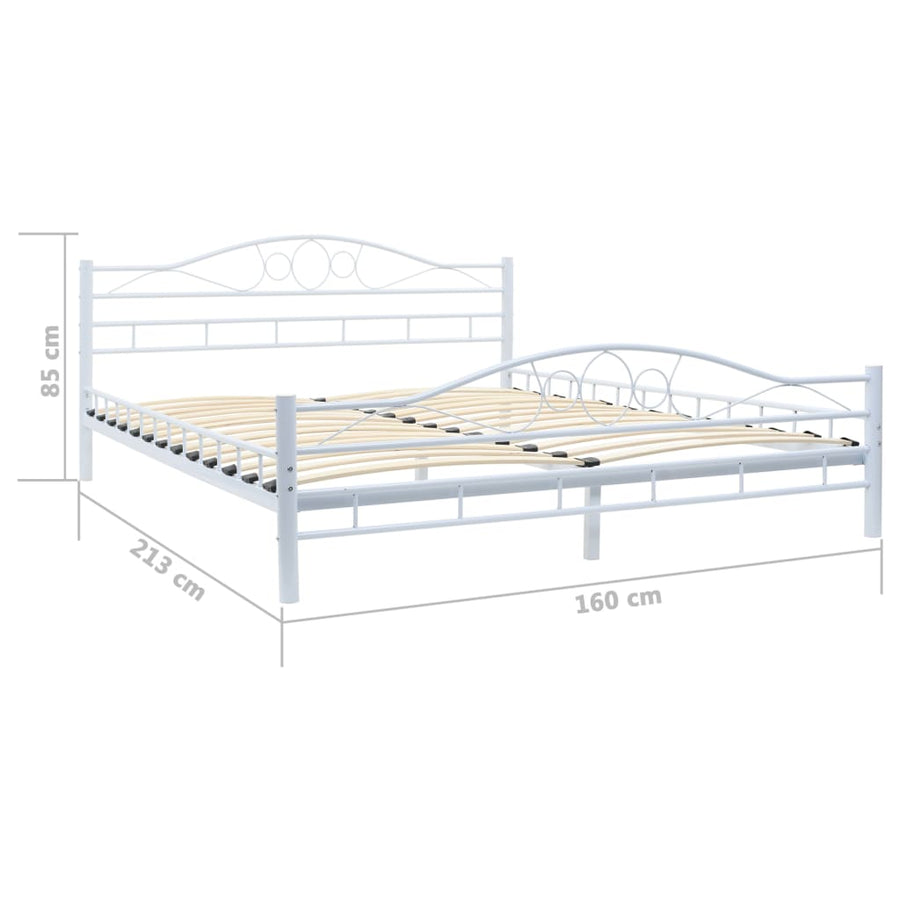 Bed Frame without Mattress White Metal 153x203 cm Queen