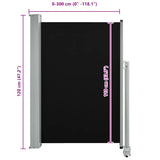 Patio Retractable Side Awning 120 x 300 cm Black - Extra Image