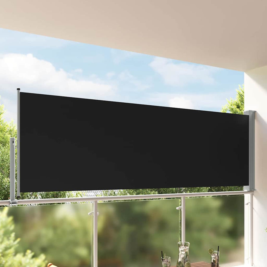 Patio Retractable Side Awning 120 x 300 cm Black