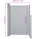 Patio Retractable Side Awning 120 x 300 cm Grey - Extra Image