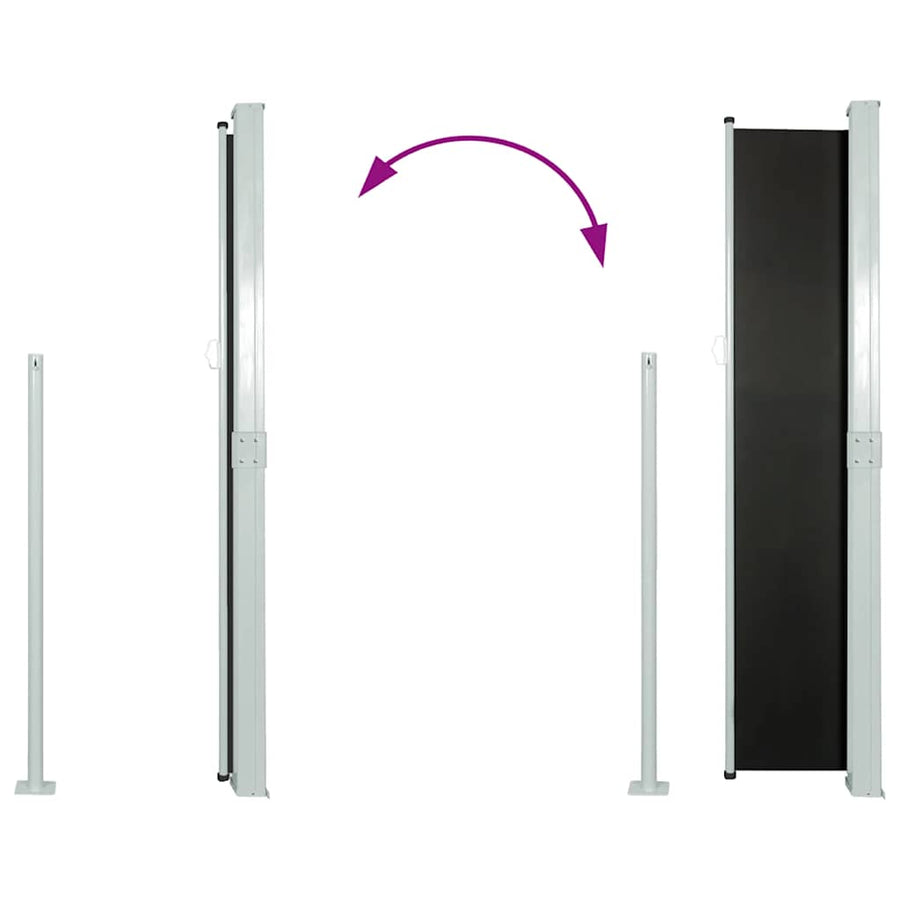 Retractable Side Awning 140 x 314 cm Black