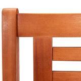 3-Seater Garden Bench 150 cm Solid Eucalyptus Wood - Rear View