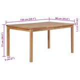 Garden Table 150x90x77 cm Solid Teak Wood - Rear View